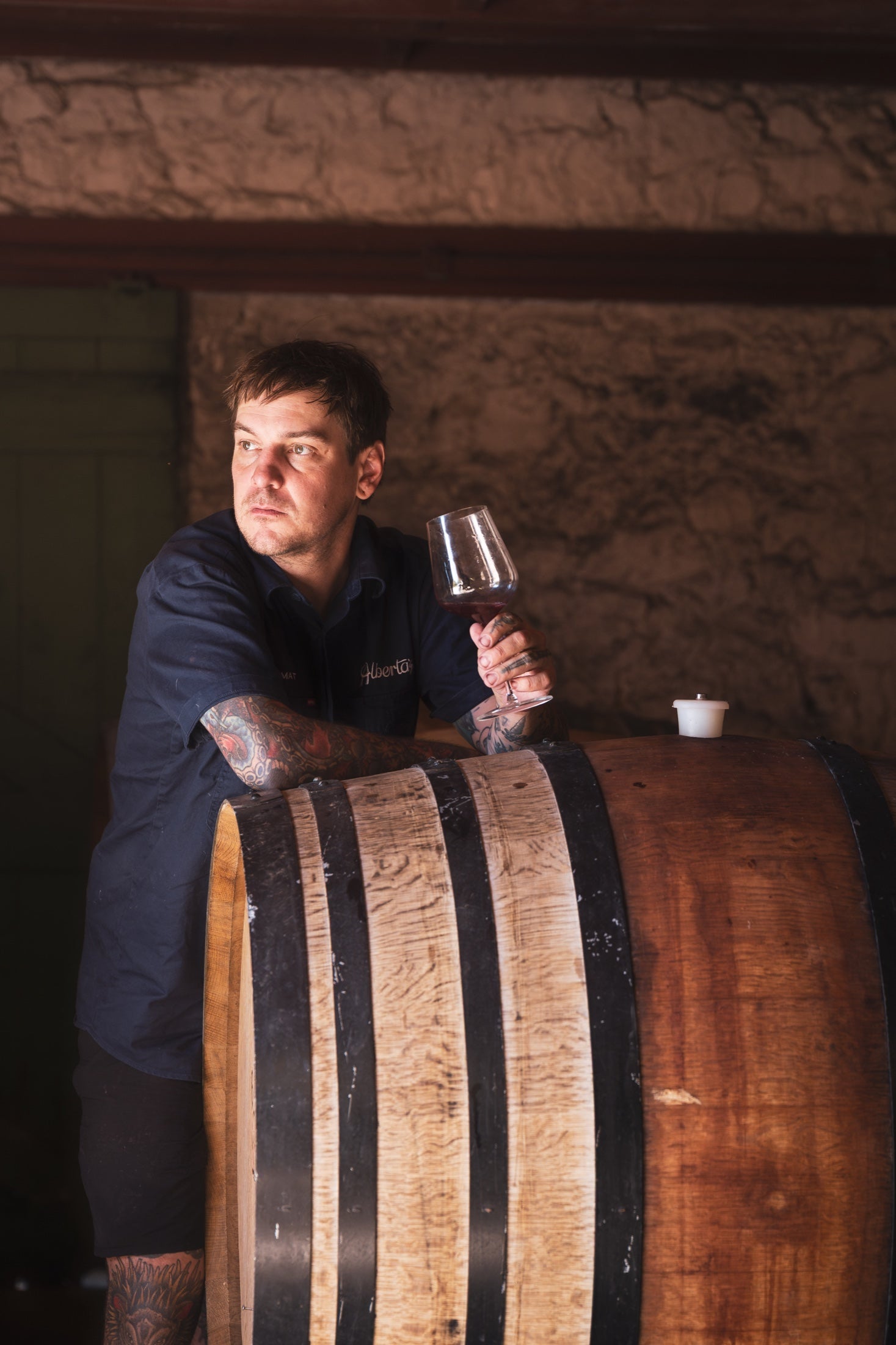 Matt Stone working in the winery